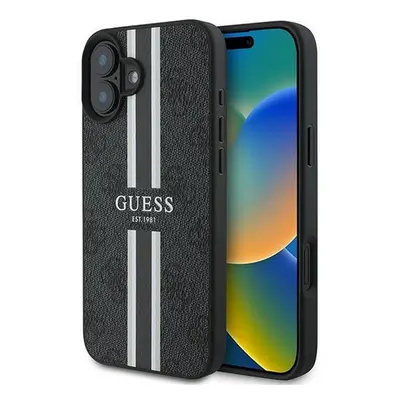 Guess 4G Printed Stripes MagSafe Apple iPhone 16 Plus hátlap tok, fekete