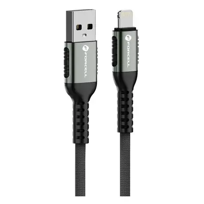 USB töltő- és adatkábel, Lightning, 120 cm, 2400 mA, 12W, törésgátlóval, gyorstöltés, cipőfűző m