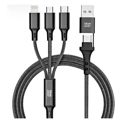 USB Type-C / USB töltő- és adatkábel 4in1, USB Type-C, Lightning, microUSB, 120 cm, 2400 mA, 12W