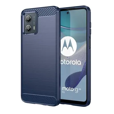 Motorola Moto G53, Szilikon tok, közepesen ütésálló, szálcsiszolt, karbon minta, sötétkék