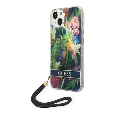 Guess Flower Strap Apple iPhone 14 Plus hátlap tok, kék