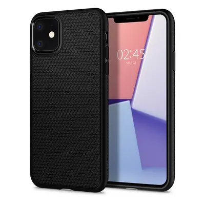 Apple iPhone 11, Szilikon tok, Spigen Liquid Air, háromszög minta, fekete