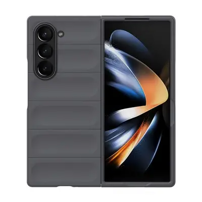 Samsung Galaxy Z Fold6 SM-F956B, Műanyag hátlap védőtok, közepesen ütésálló, 3D minta, sötétszür