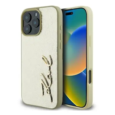 Karl Lagerfeld Metal Signature Apple iPhone 16 Pro hátlap tok, arany