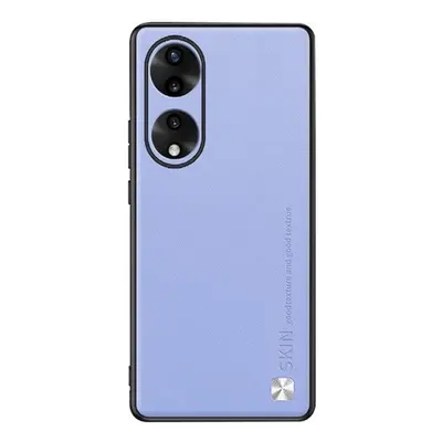 Huawei Honor 90, Szilikon tok, bőrhatású hátlap, metál dekor, világoskék