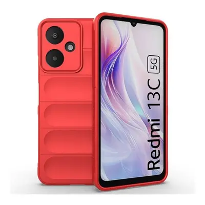 Xiaomi Redmi 13C 4G / Redmi 13C 5G / Poco C65, Szilikon tok, közepesen ütésálló, 3D minta, piros