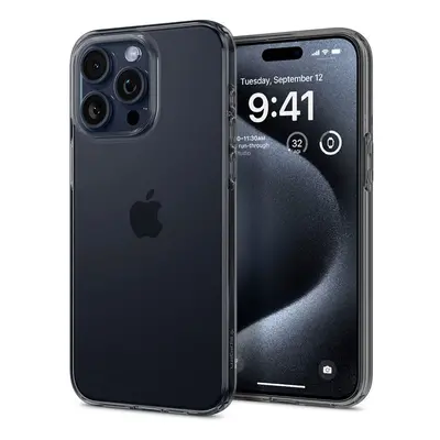 Apple iPhone 15 Pro, Szilikon tok, Spigen Crystal Flex, átlátszó/sötétszürke