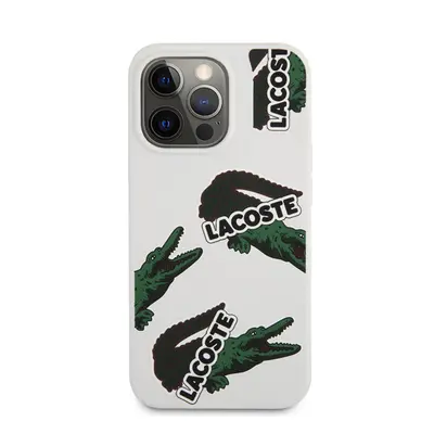 Lacoste Allover Pattern iPhone 13 Pro szilikon tok, fehér