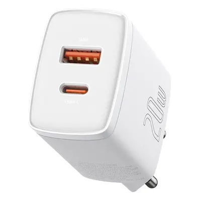 Hálózati töltő adapter, 20W, USB aljzat, USB Type-C aljzat, gyorstöltés, PD, QC 3.0, Baseus CCXJ