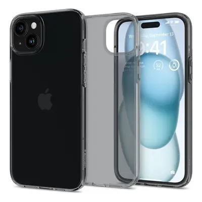 Apple iPhone 15, Szilikon tok, Spigen Crystal Flex, átlátszó/sötétszürke