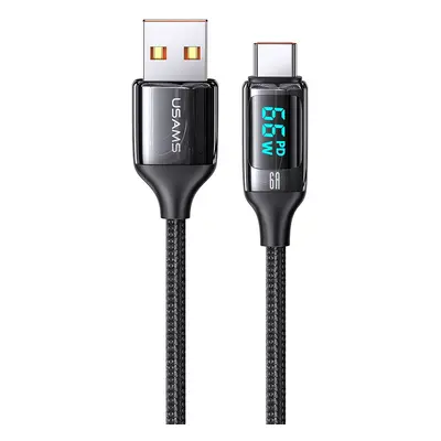 USB töltő- és adatkábel, USB Type-C, 120 cm, 6000 mA, LED kijelzővel, gyorstöltés, PD, cipőfűző 