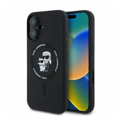 Karl Lagerfeld Silicone KC Heads Ring Apple iPhone 16 hátlap tok, fekete