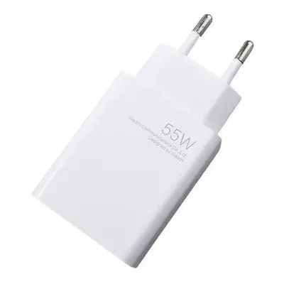 Hálózati töltő adapter, 55W, USB aljzat, gyorstöltés, Xiaomi, fehér, gyári