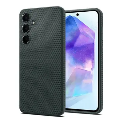 Samsung Galaxy A55 5G SM-A556B, Szilikon tok, Spigen Liquid Air, háromszög minta, sötétzöld