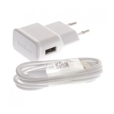 Hálózati töltő adapter, 5V / 1000 mAh, USB aljzat, microUSB kábellel, Samsung, fehér, gyári