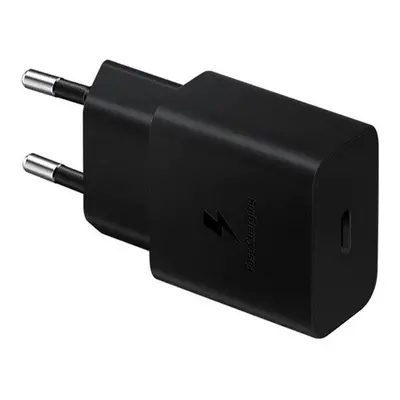 Hálózati töltő adapter, 15W, USB Type-C aljzat, PD, gyorstöltés, Samsung, fekete, gyári