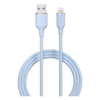 USB töltő- és adatkábel, Lightning, 120 cm, 2400 mA, Devia Jelly, EC630, világoskék