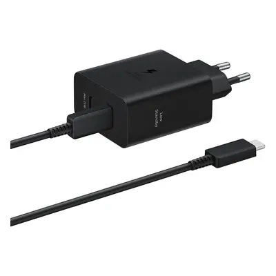 Hálózati töltő adapter, 50W, 2 x USB Type-C aljzat, USB Type-C - USB Type-C kábellel, PD, PDO, P