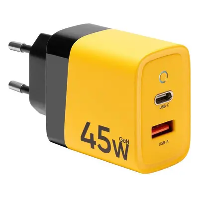 Hálózati töltő adapter, 45W, USB aljzat, USB Type-C aljzat, gyorstöltés, PD 3.0, QC 3.0, PPS, AF