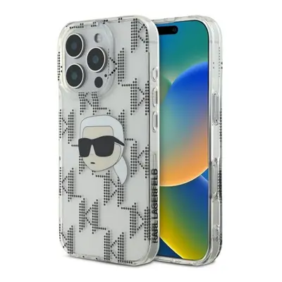 Karl Lagerfeld IML Karl Head Electroplated iPhone 16 Pro kemény hátlap tok, átlátszó