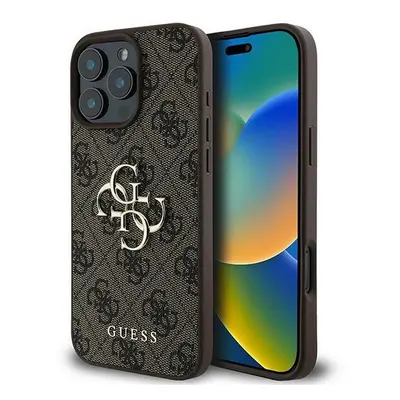 Guess PU 4G Metal Logo Apple iPhone 16 Pro hátlap tok, barna