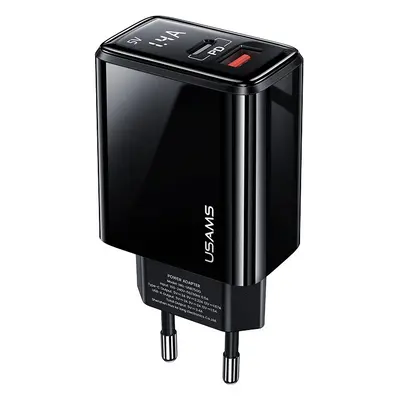 Hálózati töltő adapter, 20W, USB aljzat, USB Type-C aljzat, gyorstöltés, PD, QC 3.0, Digitális t