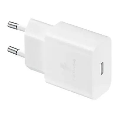 Hálózati töltő adapter, 15W, USB Type-C aljzat, PD, gyorstöltés, Samsung, fehér, gyári