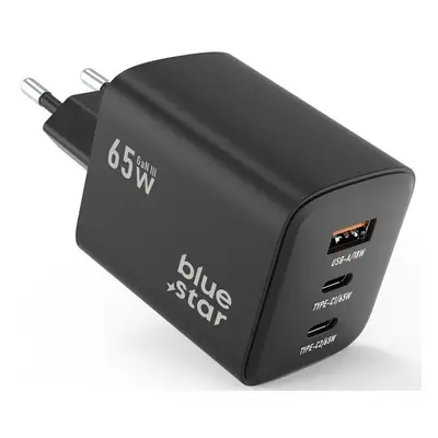 Hálózati töltő adapter, 65W, USB aljzat, 2 x USB Type-C aljzat, gyorstöltés, PD, QC 4.0, GaN, Bl