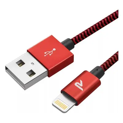 USB töltő- és adatkábel, Lightning, 300 cm, 2400 mA, MFI engedélyes, cipőfűző minta, Rampow RAB1