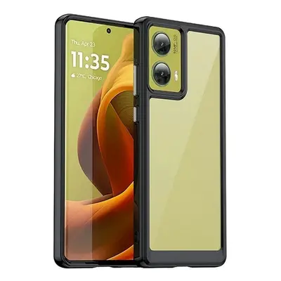 Motorola Moto G85, Műanyag hátlap védőtok + szilikon keret, közepesen ütésálló, átlátszó hátlap,