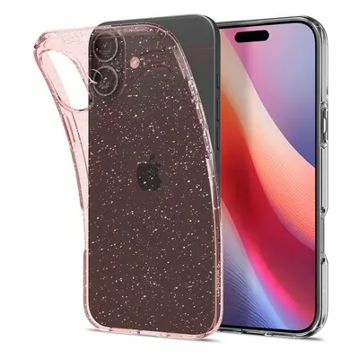 Apple iPhone 16, Szilikon tok, Spigen Liquid Crystal Glitter, átlátszó/vörösarany