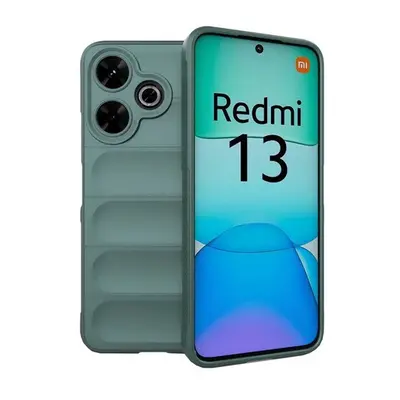 Xiaomi Redmi 13 4G / Note 13R / Poco M6 4G, Szilikon tok, közepesen ütésálló, 3D minta, sötétzöl