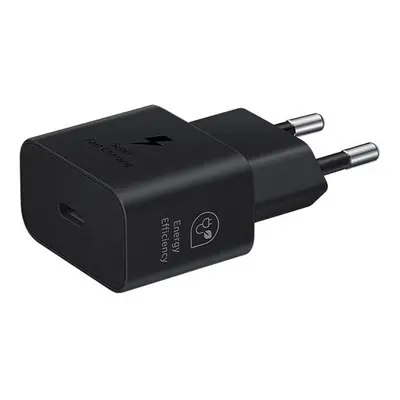 Hálózati töltő adapter, 25W, USB Type-C aljzat, PD, GaN, gyorstöltés, Samsung, fekete, gyári