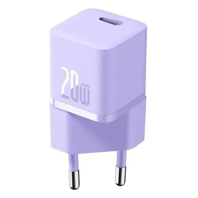 Hálózati töltő adapter, 20W, USB Type-C aljzat, gyorstöltés, PD, GaN5, Baseus GaN5 Mini, lila