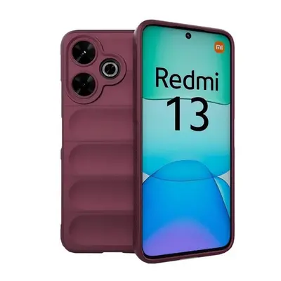 Xiaomi Redmi 13 4G / Note 13R / Poco M6 4G, Szilikon tok, közepesen ütésálló, 3D minta, bordó