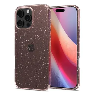 Apple iPhone 16 Pro, Szilikon tok, Spigen Liquid Crystal Glitter, átlátszó/vörösarany