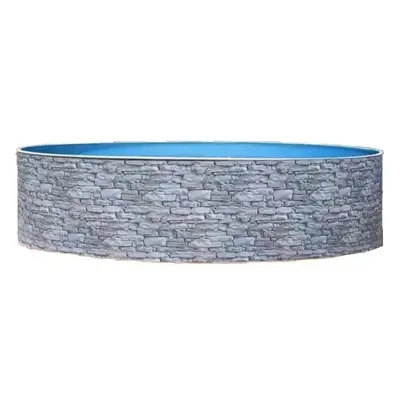 Azuro round Stone fémpalástos medence, szűrő nélkül, kő minta, D360 x 90 cm, szürke