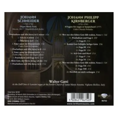 "Johann Schneider/Johann Philipp Kirnberger: Organ Music" ("") (CD / Album (Jewel Case))