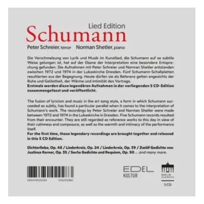 "Peter Schreier/Norman Shetler: Schumann Lied Edition" ("") (CD / Box Set)