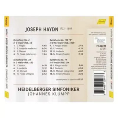 "Haydn: Symphonies Nos. 3, 33, 108, 14" ("") (CD / Album)