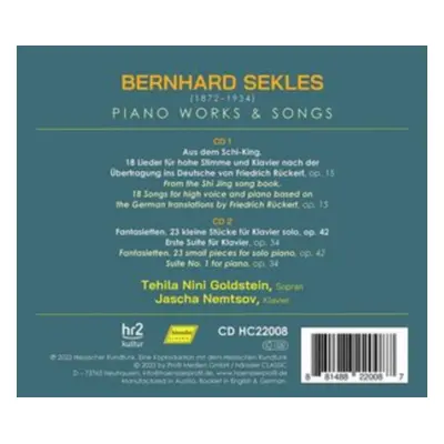 "Bernhard Sekles: Piano Works & Songs" ("") (CD / Album)