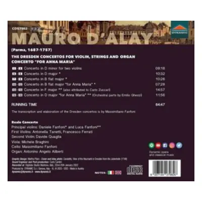 "Mauro D'Alay: The Dresden Concertos for Violin, String and Organ" ("") (CD / Album)