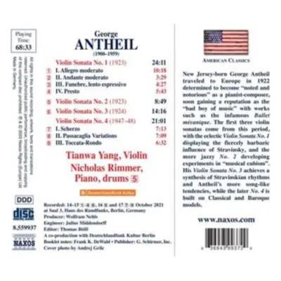 "George Antheil: Violin Sonatas Nos. 1-4" ("") (CD / Album)