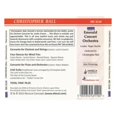 "Christopher Ball: Clarinet Concerto/Flute Concerto/..." ("") (CD / Album)