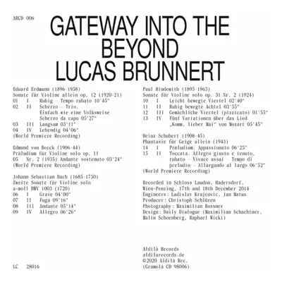 "Lucas Brunnert: Gateway Into the Beyond" ("") (CD / Album)