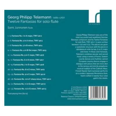 "Telemann: Twelve Fantasias for Solo Flute" ("") (CD / Album (Jewel Case))