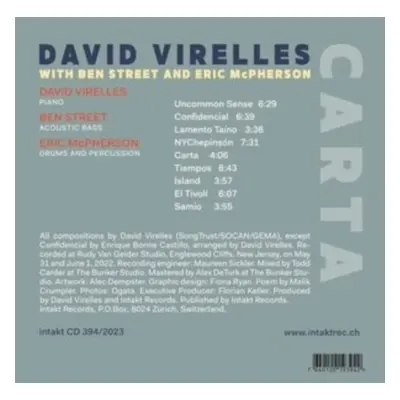 "Carta" ("David Virelles with Ben Street & Eric McPherson") (CD / Album)