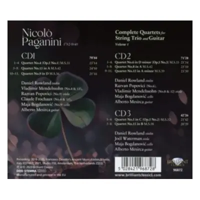 "Paganini: Complete Quartets for String Trio and Guitar" ("") (CD / Box Set)