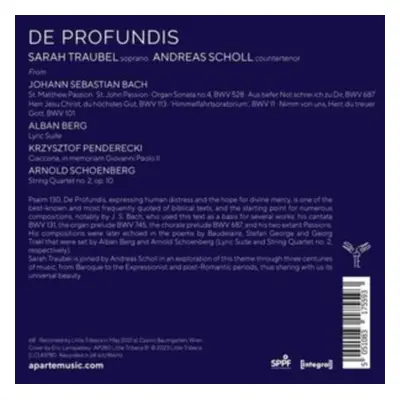 "Sarah Traubel: De Profundis" ("") (CD / Album)