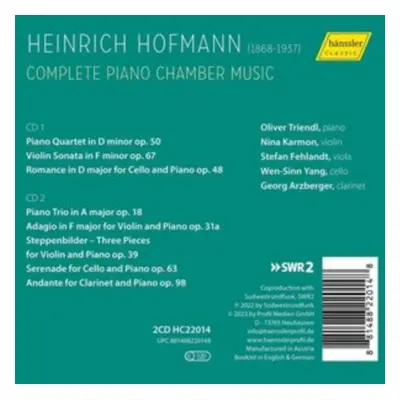 "Heinrich Hofman: Complete Piano Chamber Music" ("") (CD / Album)